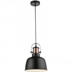 Globo - Plafond Pendule Suspension Lampe En Métal Luminaire En Cuivre Câble Textile Noir Salon