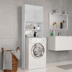 *6809 Meuble de machine à laver Contemporain Décor - Meuble Dessus Toilette Meuble WC Armoire de salle de bain Blanc brillant 64x25,