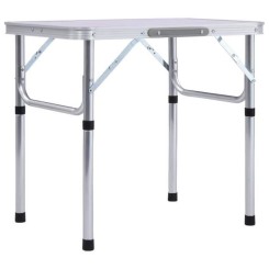 1540MGQ® Super Table de Camping Portable Table de Jardin Pliable de 4 à 6 places Décor,Table de pique-nique Blanc Aluminium 60x45 cm