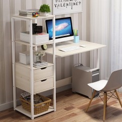 120 * 40 * 110 cm 4 niveaux support de stockage de bureau d'ordinateur portable Table d'étude étagère de travail (kaki, 120 cm)