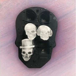 Couverts de tables GENERIQUE 3d 6 trous crâne flexible en silicone glaçon/plateau de moule pour faire six crânes géants noir