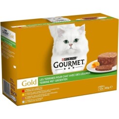 GOURMET Gold Les terrines aux légumes - Boîtes - Pour chat adulte - 12 x 85 g