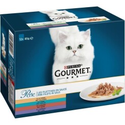 GOURMET Perle Les Filettines en sauce - Sachets fraîcheur - Pour chat adulte - 12 x 85 g