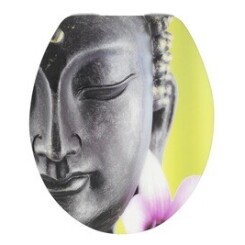 Abattant - Lunette WC motif Buddha en MDF acrylique, Dim : 38 x 45 cm -PEGANE-
