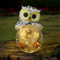 10 Ones Design Garden Owl Figurines Lampes solaires décoratives extérieures | Décor de jardin Statue solaire Décorations extérieures pour patio,