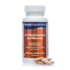 AZ Multivitamines et Minéraux | 120 Comprimés | Adapté aux végétaliens | Jusqu’à 4 mois de bienfaits |SimplySupplements