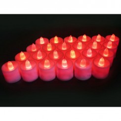 12Pcs Electrique Led Bougie Lampe Sans Flamme Lumignons Pour Home Party Anniversaire Fete De Mariage Decoration, Rouge