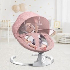 Balancelle bébé - Transat électrique - 5 Vitesses - Bluetooth Musique - Chaise Balançoire bébé - EU Prise Rose
