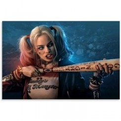 AFFICHE  Poster artistique Harley Quinn tenant une batte de baseball 40 x 60 cm581