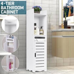 4 niveaux Meuble Colonne Armoire de salle de bain toilette étagère Support rangement