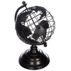 Article de décoration Pegane Globe terrestre en métal coloris noir - longueur 20 x profondeur 18 x hauteur 29,5 cm