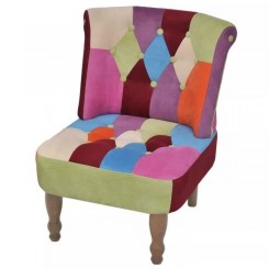 204888 Chaise en style français avec design de patchwork Tissu - Fauteuil Relax - pour le Salon Salle à Manger Meuble d'excellent
