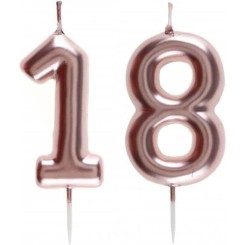 1 Pack bougie anniversaire 18 ans rose gold pour décoration gâteau anniversaire REF/7305