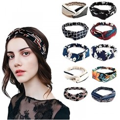 10 pièces Bandeau,Coton Floral Imprimé Turban Cheveux Wrap Headband,Cheveux élastique pour Femme Cheveux Accessoire