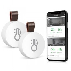 2pcs Thermomètre hygromètre, station météo sans fil Bluetooth, Mini Bluetooth Temp Humidity Monitor with Data Export for iOS Android