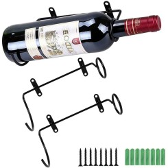 2 pièces Etagère à vin à suspendre en métal Présentoir de Bouteille de Vin Rouge avec Vis pour Adultes Boissons Alcoolisées Support de Rangement pour