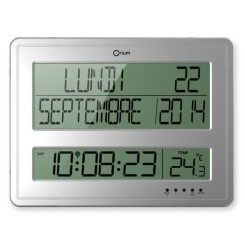 Horloge calendrier Grands Caractères  43x32,5 cm blanche