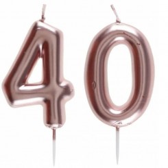 1 Pack bougie anniversaire 40 ans rose gold pour décoration gâteau anniversaire REF/7305