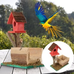 1 PC Country Style en Plein Air Nid Maison Nichoir Avec Chargeeur Pour Perruche Petits Oiseaux nichoir - nid habitat - couchage