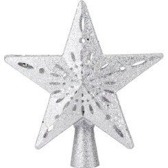 100-240V LED lampe de rotation de lumière de projecteur de flocon de neige étoile creuse pour sapin de Noël (argent)