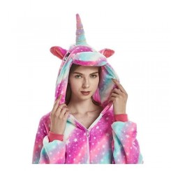 1pcs Pyjama Licorne Animaux Unisexe Cosplay Halloween Déguisement Adulte Femme Homme Taille: S (Licorne Ciel Étoilé)