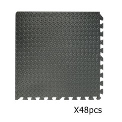 48 x Tapis de protection de sol en mousse 60x60 cm pour sport puzzle piscine enfant Noir