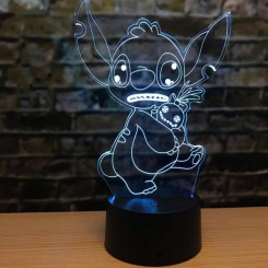 3D Cartoon Touch Lampe Stitch 7 Changement De Couleur Chambre LED Nuit Lampe De Table Table De Bureau Lampe d'anniversaire De Noël