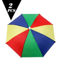 2pcs Chapeau Parapluie de Tête Casquette Parasol Chapeau de Pêche Protection UV Anti-Soleil pour Les Femmes et Homme Golf, Plage, Randonnée, Jardinage