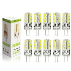 10 Package G4 Ampoule LED 3W LED Bulb Blanc Froid 24 SMD 2835LED 260LM Spot Ampoule Lampe DC12V Lumiere LED [Classe énergétique A+]