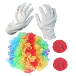1 Set Adult Clown Colorful Wig Dress Nose Cosplay Props Party Supplies cle a choc machine outil
