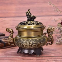 Encensoir brûleur d'encens en alliage Bronze, Design Vintage, Style tibétain, artisanat en métal OBJET DECORATIF - KUS14039