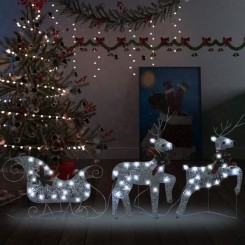 #17548 Renne et traîneau de décoration de Noël 60LED Extérieur Argenté Meuble©