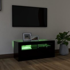 (804320) Meuble TV avec lumières LED Noir 90x35x40 cm LIS