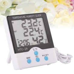 1 Pc Thermomètre HTC-2A Numérique Grand LCD Intérieur Hygromètre Horloge pour Table Chambre Mur Maison   THERMOMETRE BEBE