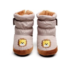 Bottes de neige bottine Bébé d’hiver Chaussure de Bébé Fille et Garçon premier pas en coton Taille Unique 0-6-12 mois Marron Lion