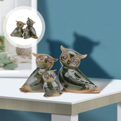 1 Set Ceramic Craft Owl Ornement Céramique unique Décor Chouette statue - statuette objet de decoration - bibelot