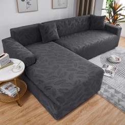 (Noir)Housse de Canapé de Jacquard protection 3 + 2 places en L d'angle en polyester pour meubles de maison douce luxueuse