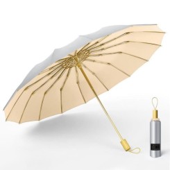 5 -Parapluie pliant Portable à 16 nervures, parapluie de soleil en titane argent pour voyage, protection solaire Super Anti Ultravio