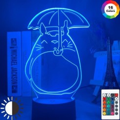 16 couleur avec télécommande - Lampe Led 3d en forme de parapluie, Anime mon voisin Totoro, pour chambre à co