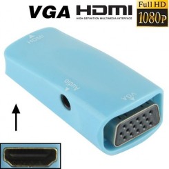 (#23) Full HD 1080P HDMI Female to VGA and Audio Adapter for HDTV / Monitor / Projector(Blue)