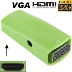 (#23) Full HD 1080P HDMI Female to VGA and Audio Adapter for HDTV / Monitor / Projector(Green)