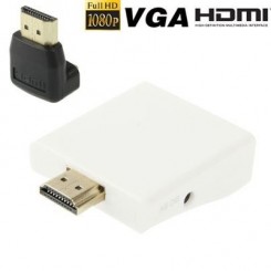 (#23) Full HD 1080P HDMI to VGA + Audio Converter Adapter for Laptop / STB / DVD / HDTV (With HDMI Female to Male Adapter)