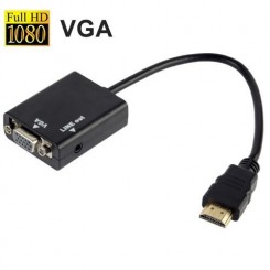 (#23) 26cm HDMI to VGA + Audio Output Video Conversion Cable with 3.5mm Audio Cable, Support Full HD 1080P(Black)