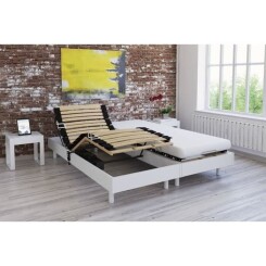 Ensemble relaxation matelas + sommiers électriques décor blanc satiné 2x80x200 - Mousse - 14 cm - Ferme - TALCA