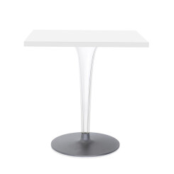 KARTELL table basse TOPTOP plateau carré et pied et base ronds (Blanc - Plateau laminé, base aluminium, jambe en PMM transparent)