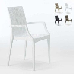 20 chaises de jardin accoudoirs fauteuils bar café restaurant poly rattan BISTROT ARM Grand Soleil | Blanc