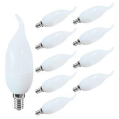 10X E14 LED 5.5W Lampe  Ampoule Blanc Froid 6500K Flame Tip Candle Lampe LED Equivalent 65 W