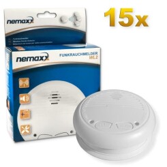 15x Nemaxx WL2 détecteur de fumée sans fil - de haute qualité réseaux couplés radio détecteur d'incendie - selon la norme DIN EN ...