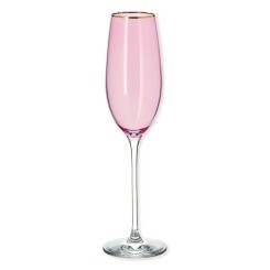 Flûte à champagne en verre rose 22cl - Lot de 6 - IRIS