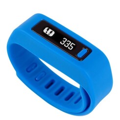 Bracelet connecté Bluetooth compteur calorie podomètre fitness bleu